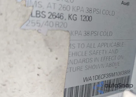 2021 Audi Q3 Premium 45 Tfsi S Line Quattro Tiptronic из США, поврежденный, VIN WA1DECF35M1063868